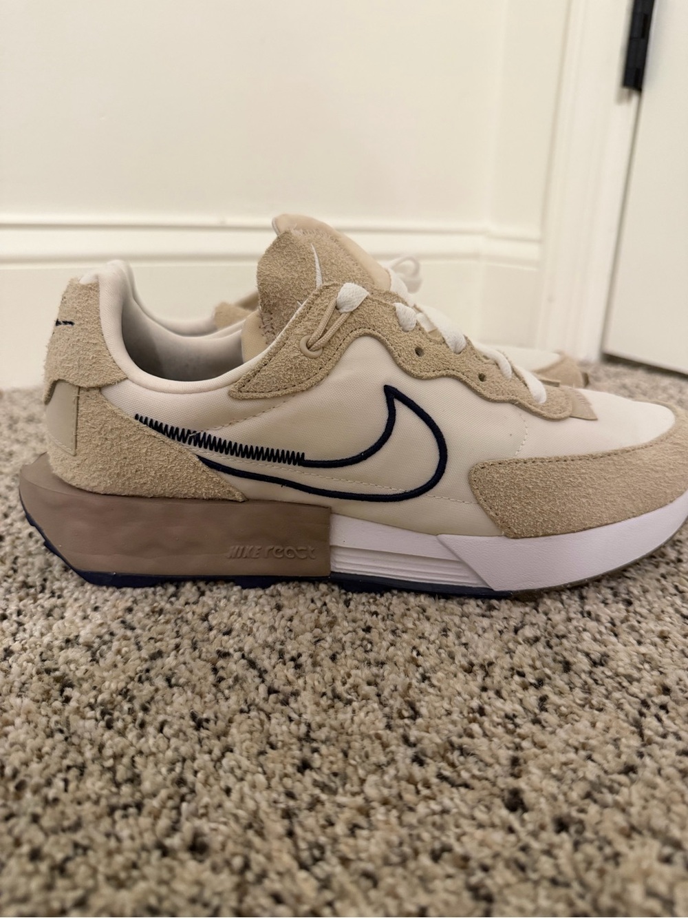 Nike Cream and Navy Retro Runner Sneaker